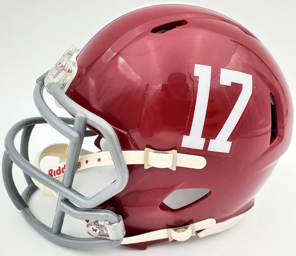 Devonta Smith Autographed Alabama Crimson Tide Speed Mini Helmet Beckett Beckett Image a