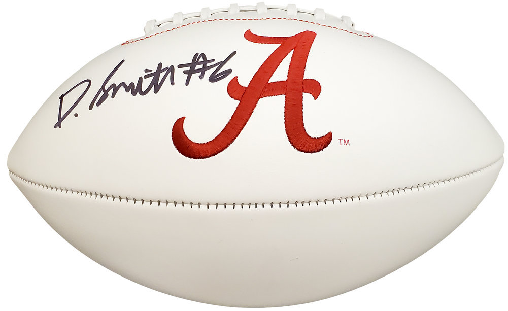 Devonta Smith Autographed Alabama Crimson Tide White Logo Football Beckett Beckett Image a