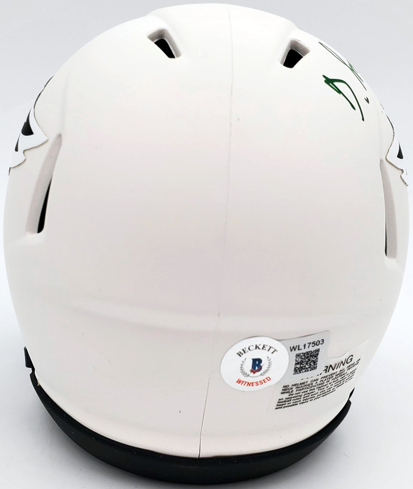 Devonta Smith Autographed Signed Philadelphia Eagles Lunar Eclipse White Speed Mini Helmet Beckett Beckett Qr Image a