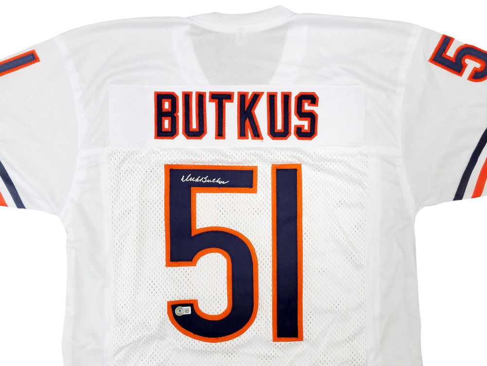 Chicago Bears Dick Butkus Autographed White Jersey Beckett Beckett Witness #210525 Image a