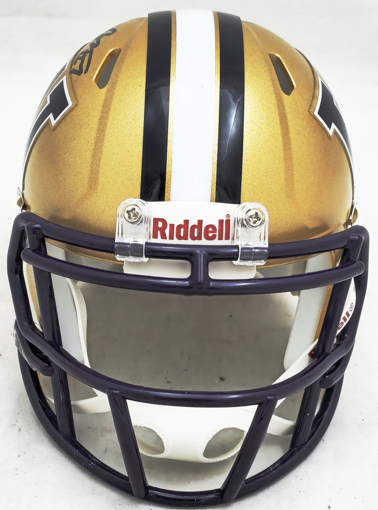 Dillon Johnson Autographed Washington Huskies Gold Speed Mini Helmet Mcs Holo #222073 Image a