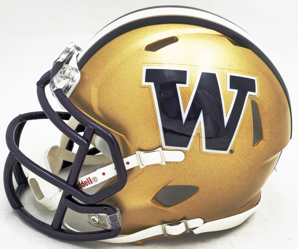 Dillon Johnson Autographed Washington Huskies Gold Speed Mini Helmet Mcs Holo #222073 Image a