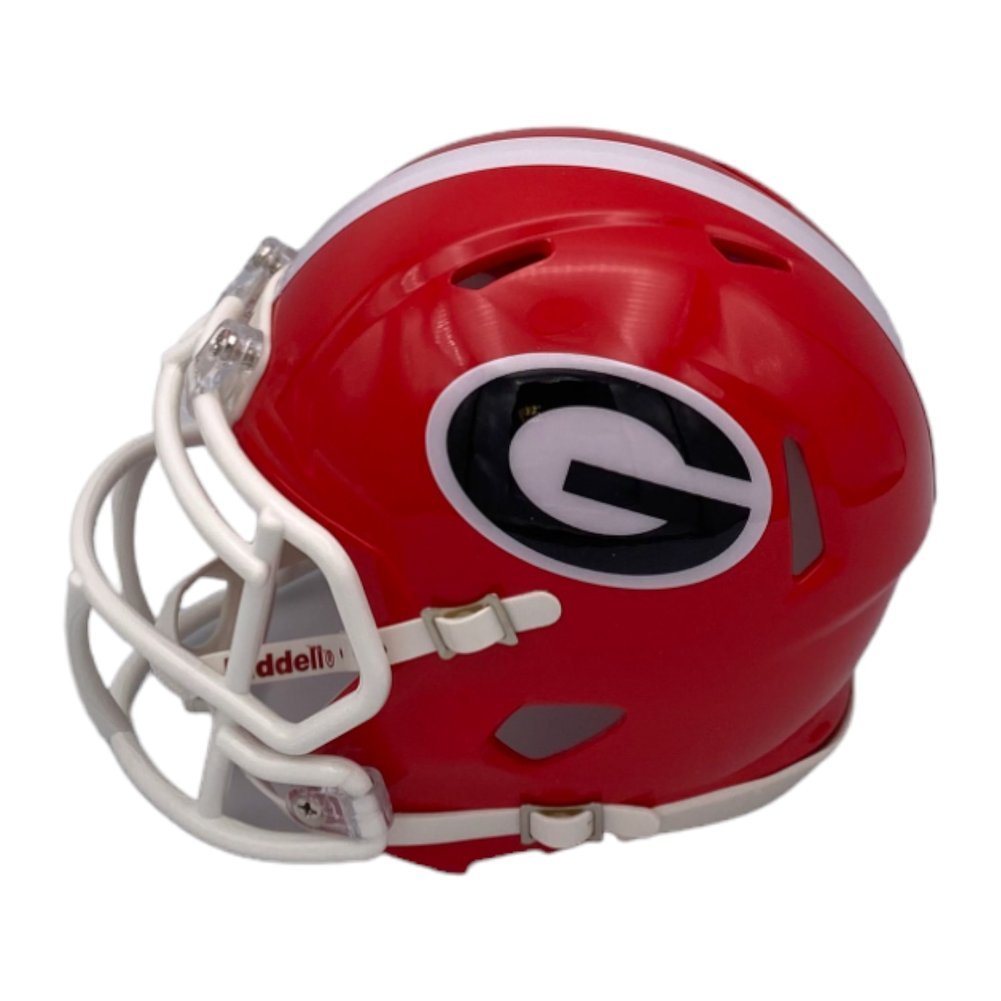 Dominic Lovett Autographed Georgia Bulldogs Riddell Speed Mini Helmet - Beckett Image a