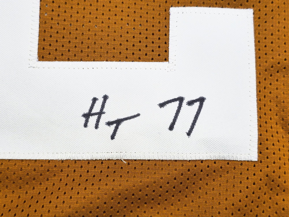 Texas Longhorns Earl Campbell Autographed Orange Jersey "Ht 77" JSA Image a