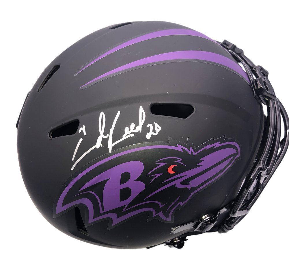 Ed Reed Autographed Signed Baltimore Ravens Riddell Speed Eclipse Full Size Replica Helmet - Beckett QR Authentic Image a