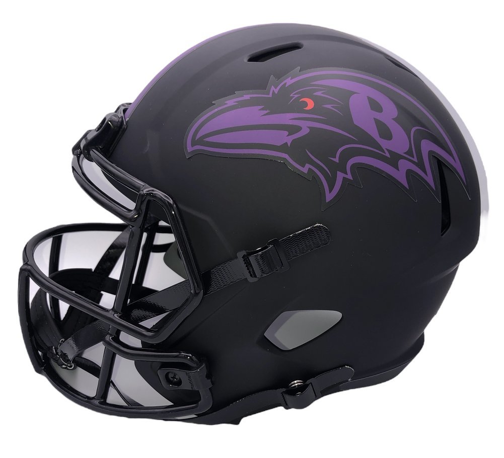 Ed Reed Autographed Signed Baltimore Ravens Riddell Speed Eclipse Full Size Replica Helmet - Beckett QR Authentic Image a