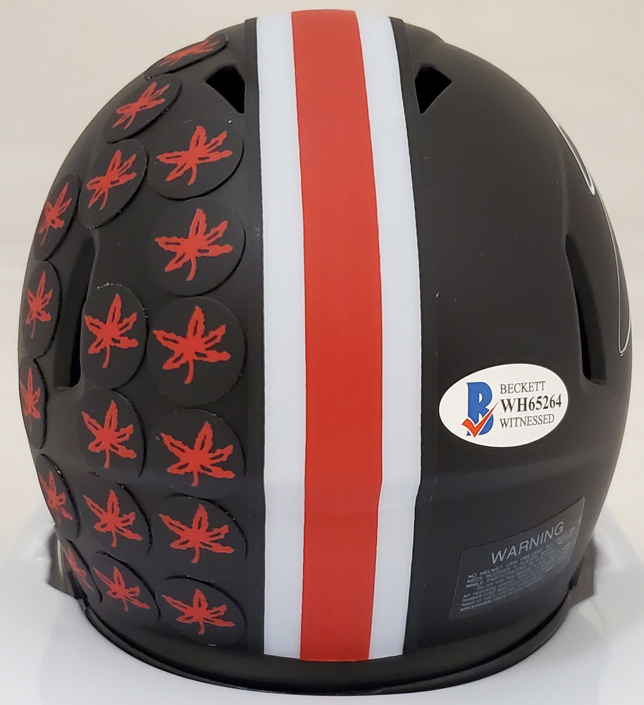 Eddie George Autographed Signed Ohio State Buckeyes Eclipse Black Speed Mini Helmet Beckett Beckett Image a