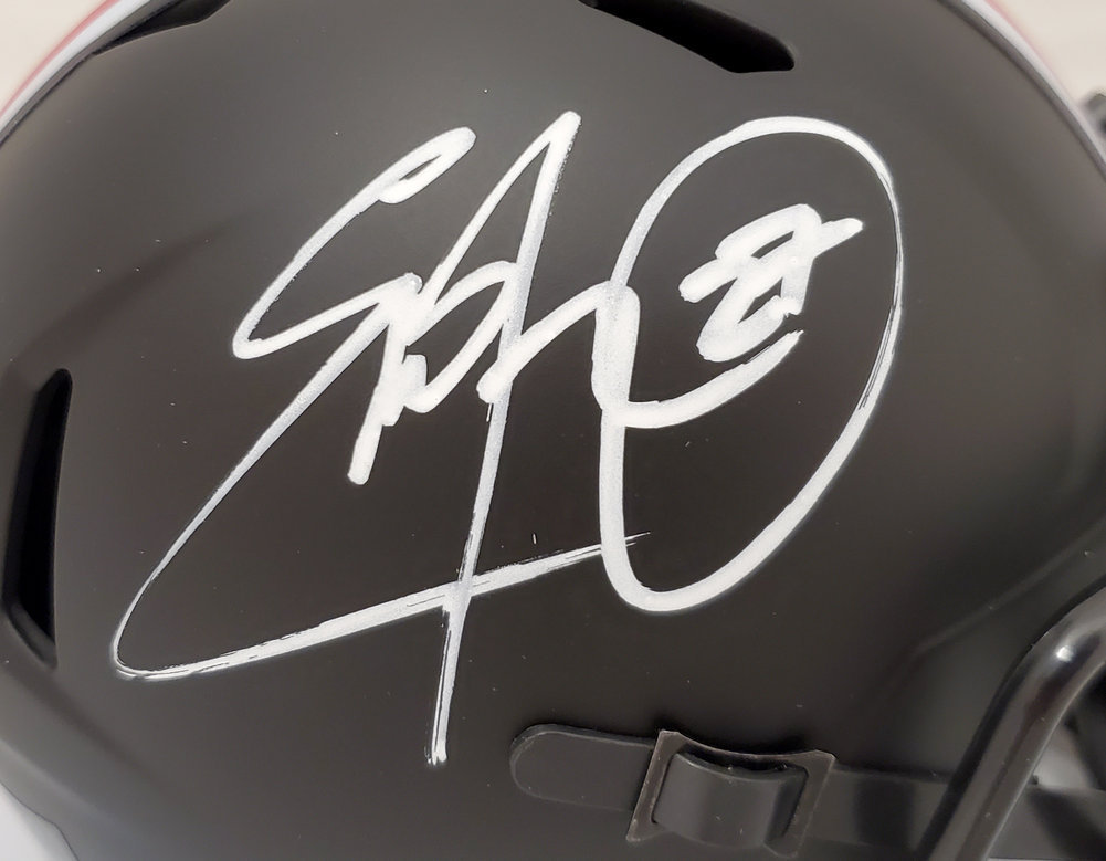 Eddie George Autographed Signed Ohio State Buckeyes Eclipse Black Speed Mini Helmet Beckett Beckett Image a