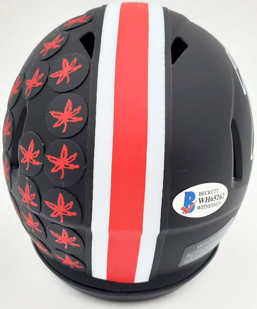 Eddie George Autographed Signed Ohio State Buckeyes Eclipse Black Speed Mini Helmet Beckett Beckett Image a