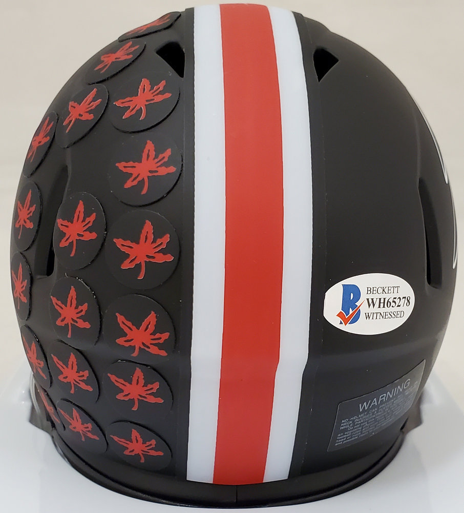Eddie George Autographed Signed Ohio State Buckeyes Eclipse Black Speed Mini Helmet "Heisman 95" Beckett Beckett Image a
