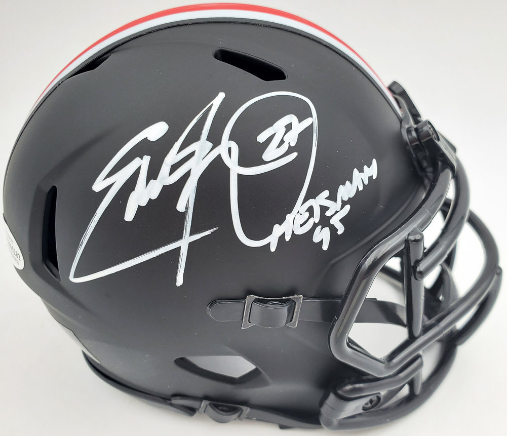 Eddie George Autographed Signed Ohio State Buckeyes Eclipse Black Speed Mini Helmet "Heisman 95" Beckett Beckett Image a