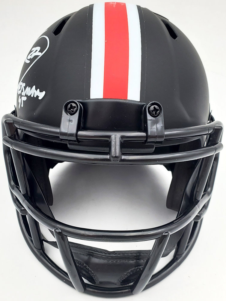 Eddie George Autographed Signed Ohio State Buckeyes Eclipse Black Speed Mini Helmet "Heisman 95" Beckett Beckett Image a