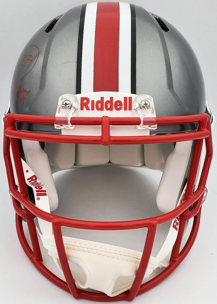 Eddie George Autographed Signed Ohio State Buckeyes Flash Silver Full Size Authentic Speed Helmet "Heisman 1995" Beckett Beckett Qr Image a