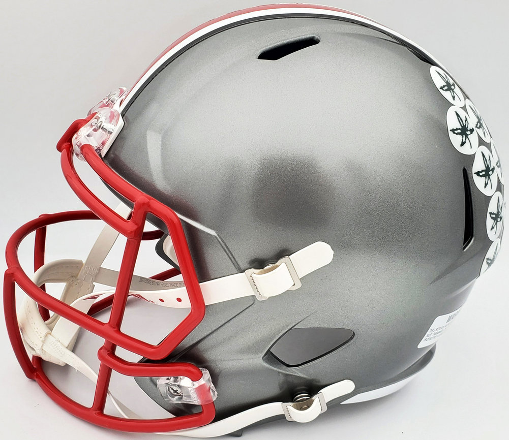 Eddie George Autographed Signed Ohio State Buckeyes Flash Silver Full Size Replica Speed Helmet "Heisman 1995" Beckett Beckett Qr Image a