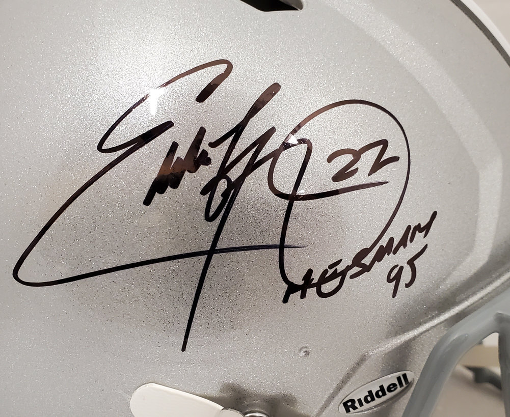 Eddie George Autographed Signed Ohio State Buckeyes Silver Full Size Authentic Speed Helmet Beckett Beckett Image a