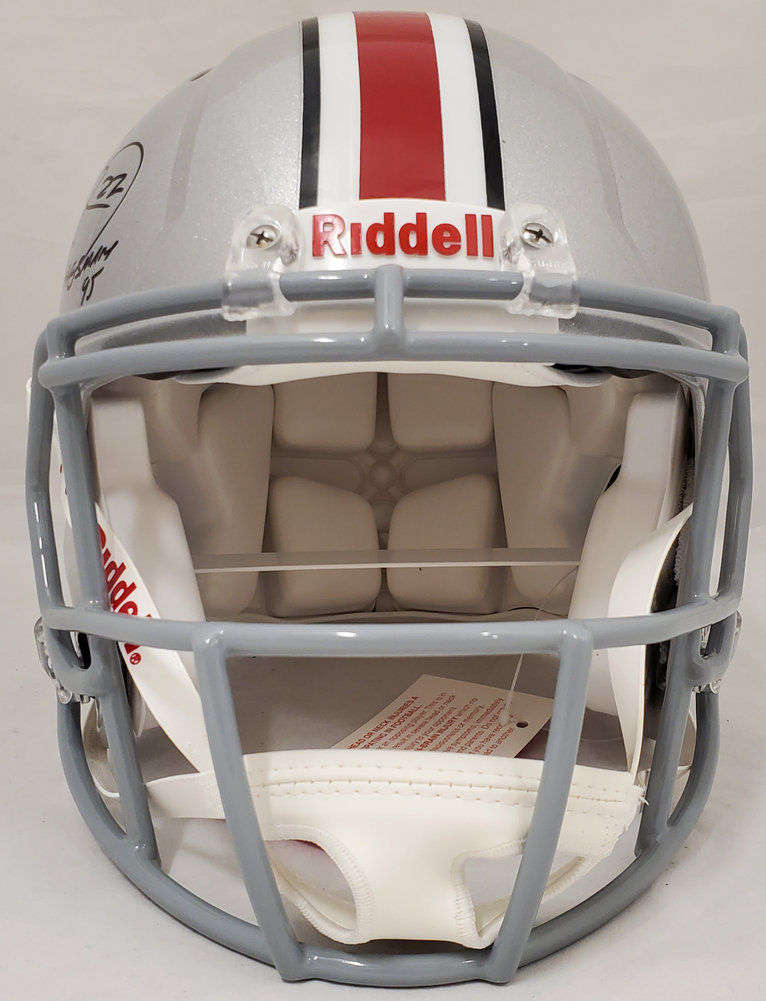 Eddie George Autographed Signed Ohio State Buckeyes Silver Full Size Authentic Speed Helmet Beckett Beckett Image a