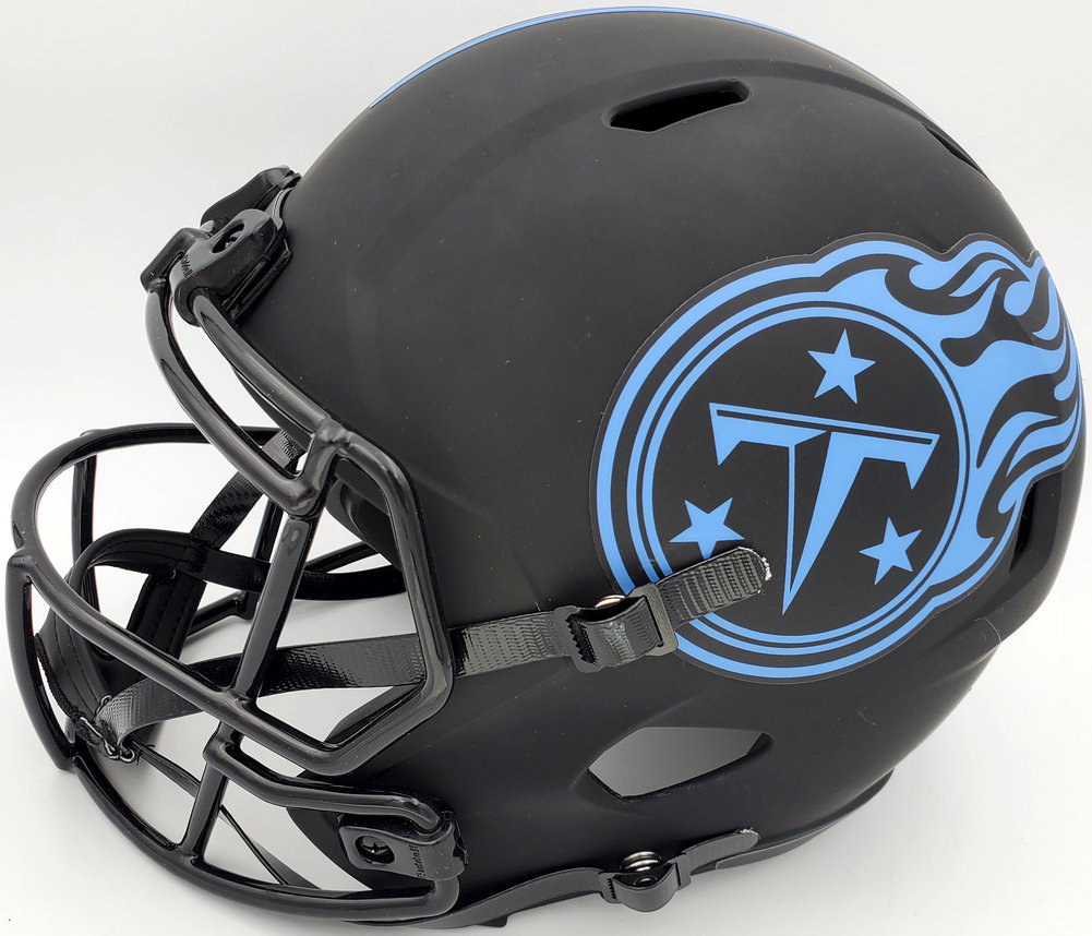 Eddie George Autographed Signed Tennessee Titans Eclipse Black Full Size Replica Speed Helmet Beckett Beckett Image a