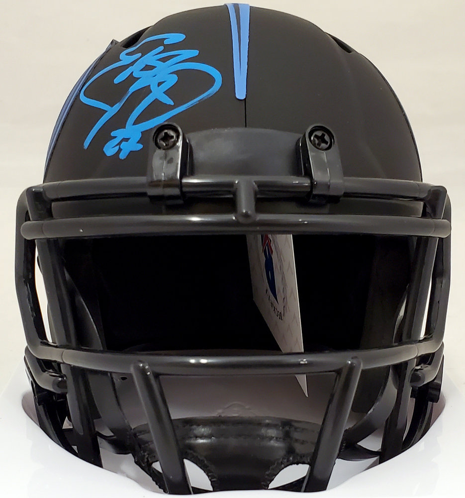 Eddie George Autographed Signed Tennessee Titans Eclipse Black Speed Mini Helmet Beckett Beckett Image a