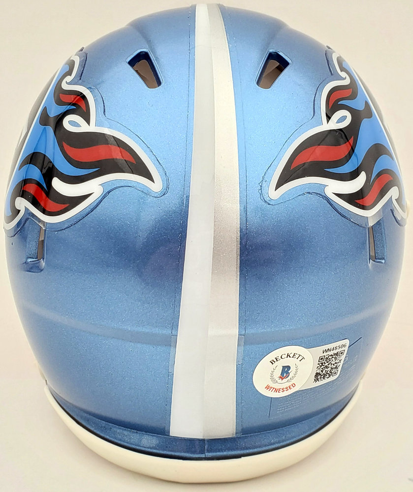 Eddie George Autographed Signed Tennessee Titans Flash Blue Speed Mini Helmet Beckett Beckett Qr Image a
