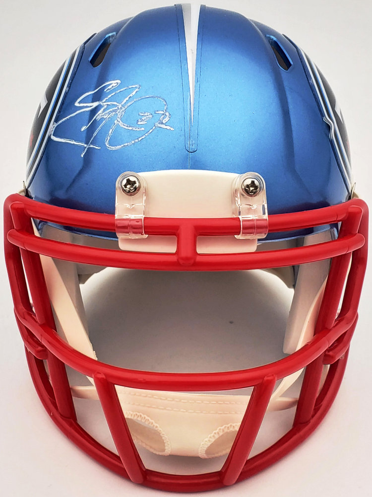 Eddie George Autographed Signed Tennessee Titans Flash Blue Speed Mini Helmet Beckett Beckett Qr #Wn48483 Image a