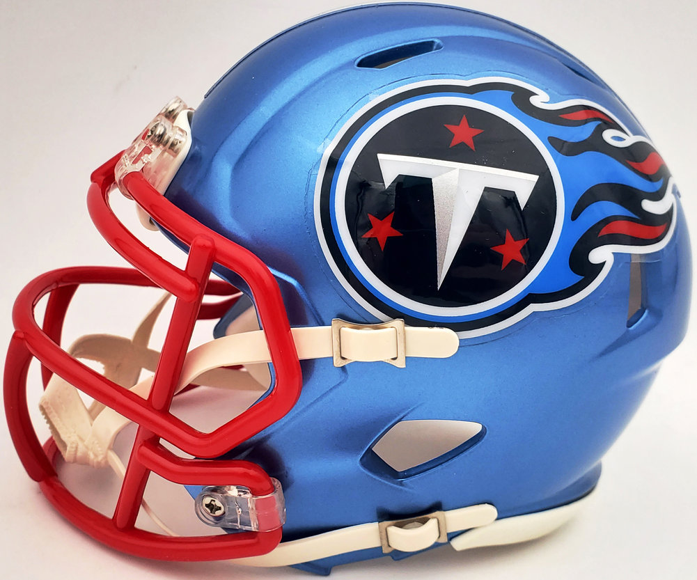 Eddie George Autographed Signed Tennessee Titans Flash Blue Speed Mini Helmet Beckett Beckett Qr #Wn48483 Image a