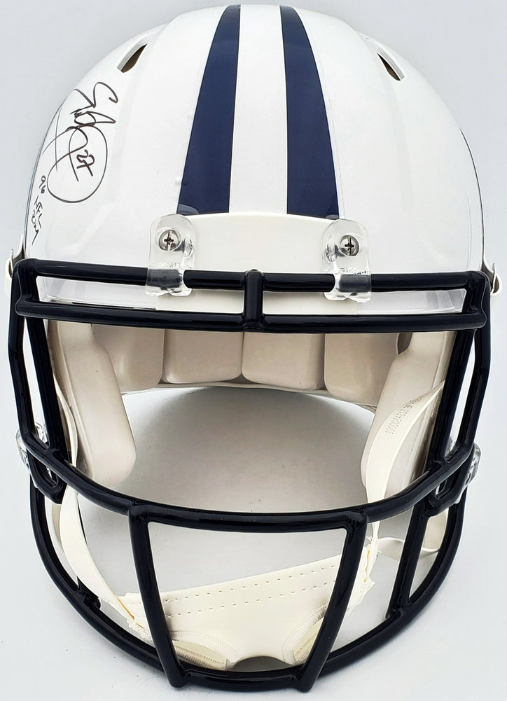 Eddie George Autographed Signed Tennessee Titans White Full Size Authentic Speed Helmet "96 NFL Roy" Beckett Beckett Qr Image a