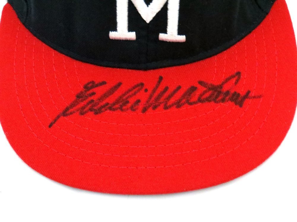 Eddie Matthews Autographed Milwaukee Braves Hat Beckett Authenticated Image a