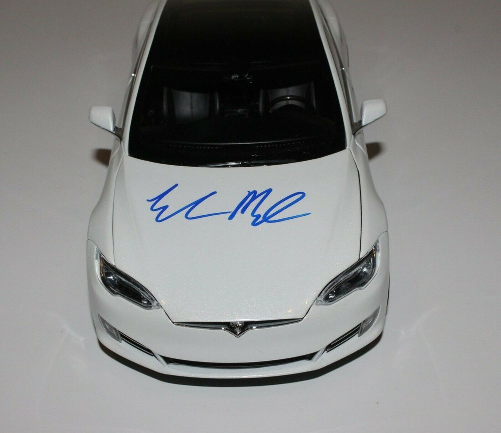 Elon Musk Autographed Signed Tesla Spacex Founder Diecast 1:18 Scale Model S Car Beckett COA Image a