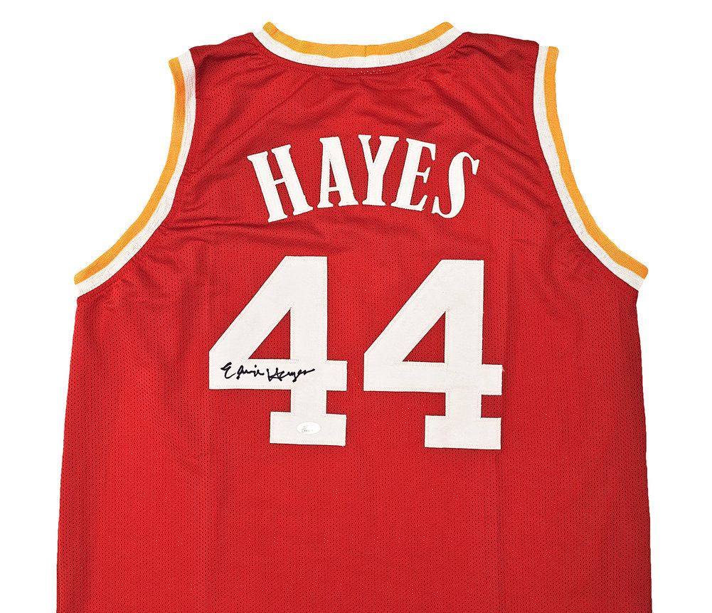 Houston Rockets Elvin Hayes Autographed Red Jersey JSA Image a