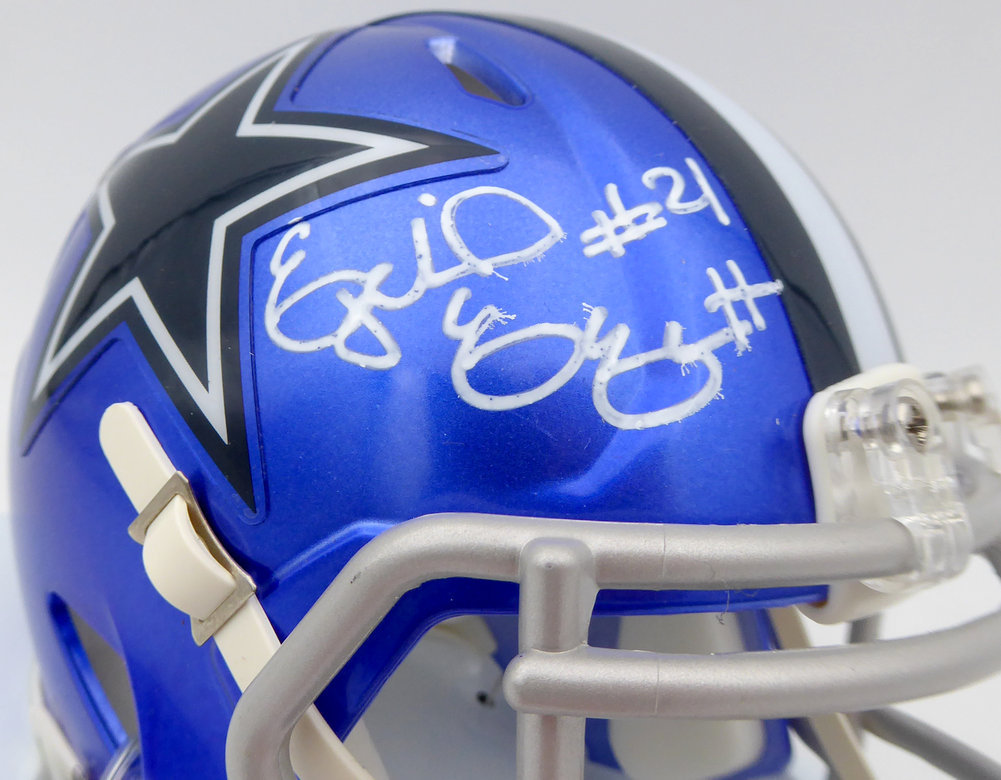 Ezekiel Elliott Autographed Dallas Cowboys Flash Blue Speed Mini Helmet Beckett Beckett Image a
