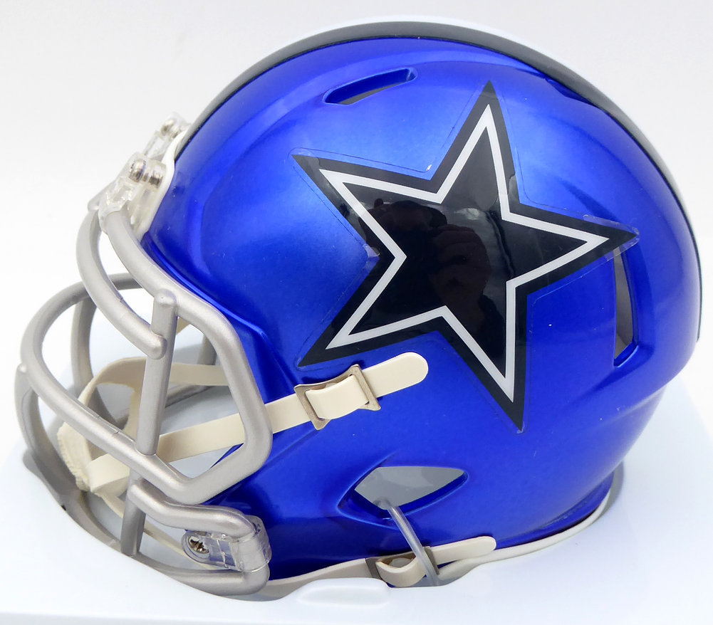 Ezekiel Elliott Autographed Dallas Cowboys Flash Blue Speed Mini Helmet Beckett Beckett Image a