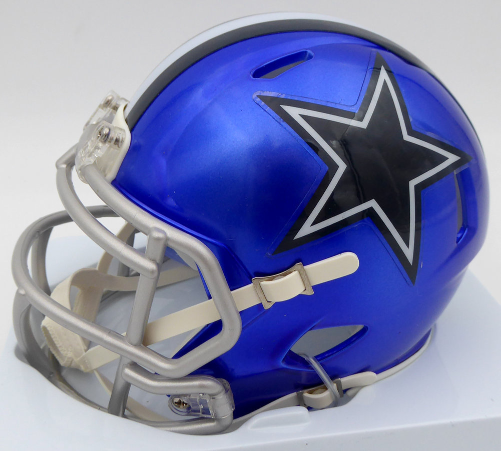 Ezekiel Elliott Autographed Dallas Cowboys Flash Blue Speed Mini Helmet Beckett Beckett Image a