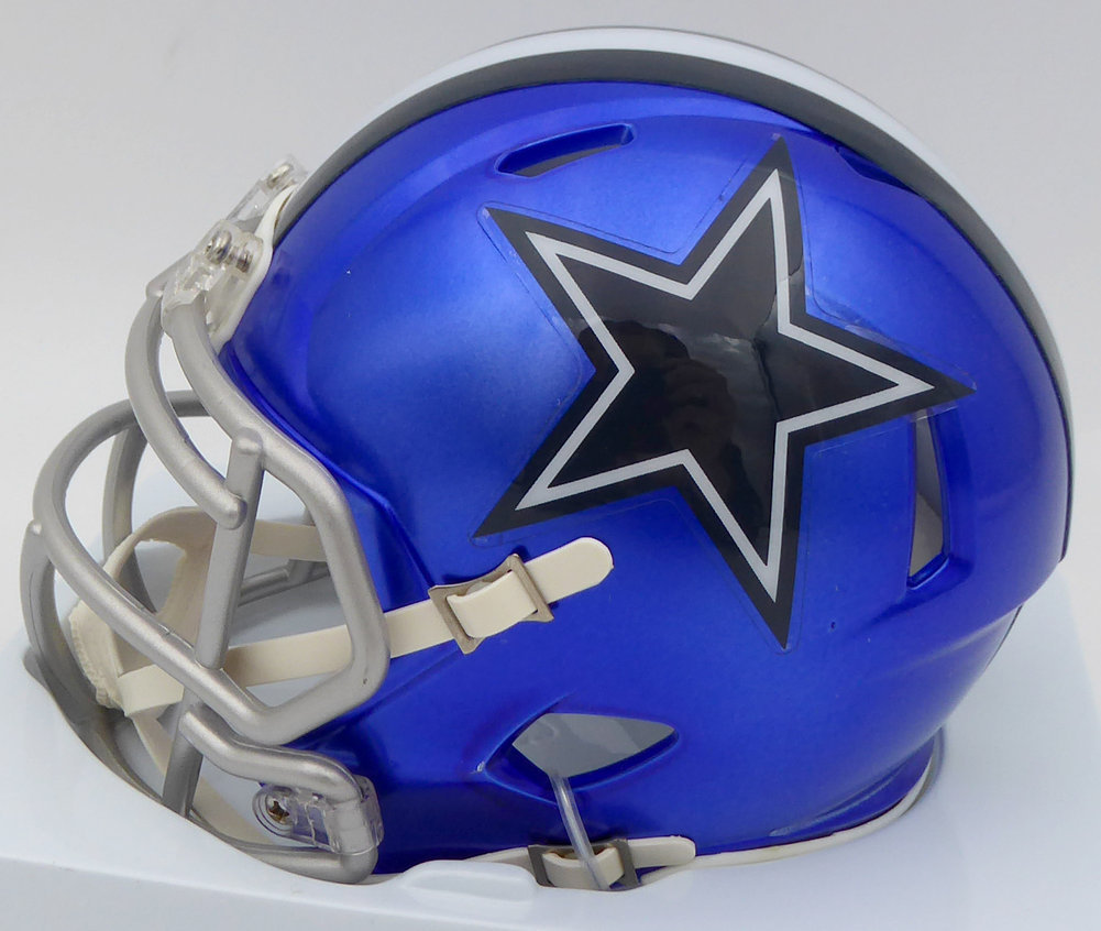 Ezekiel Elliott Autographed Dallas Cowboys Flash Blue Speed Mini Helmet Beckett Beckett Image a