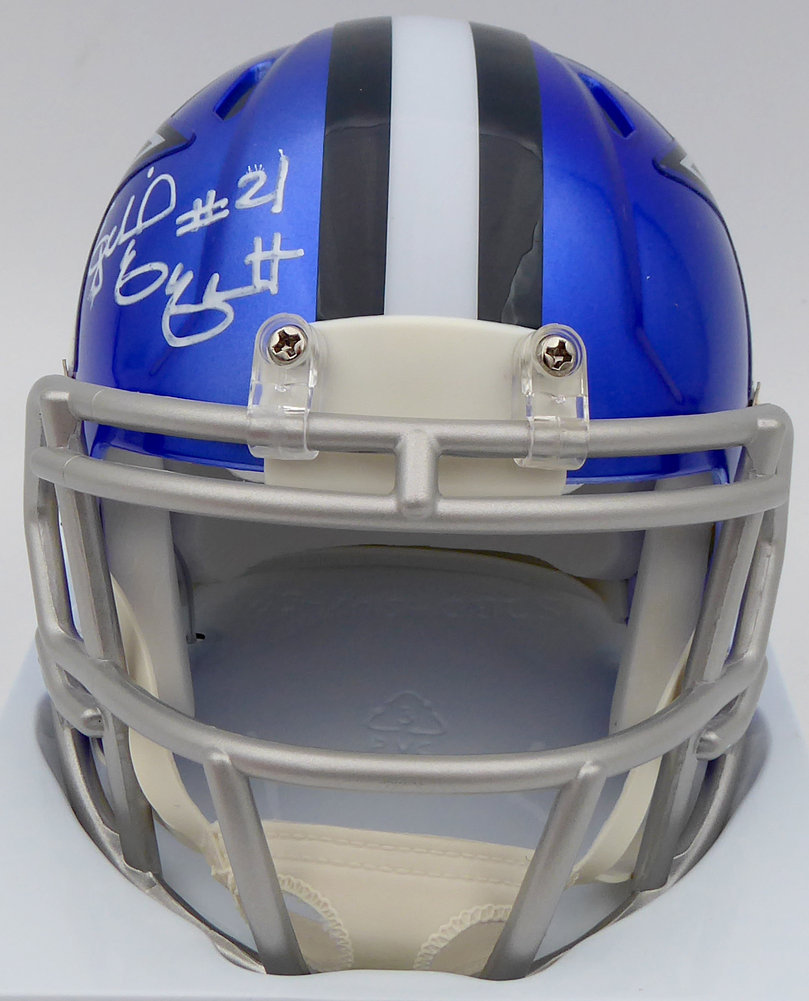 Ezekiel Elliott Autographed Dallas Cowboys Flash Blue Speed Mini Helmet Beckett Beckett Image a
