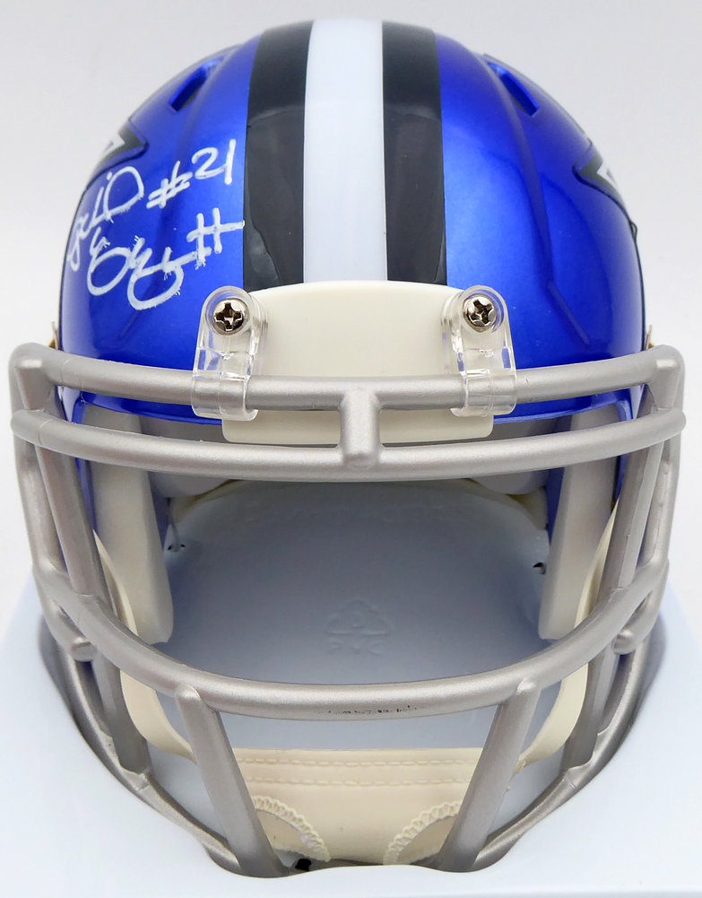Ezekiel Elliott Autographed Dallas Cowboys Flash Blue Speed Mini Helmet Beckett Beckett Image a