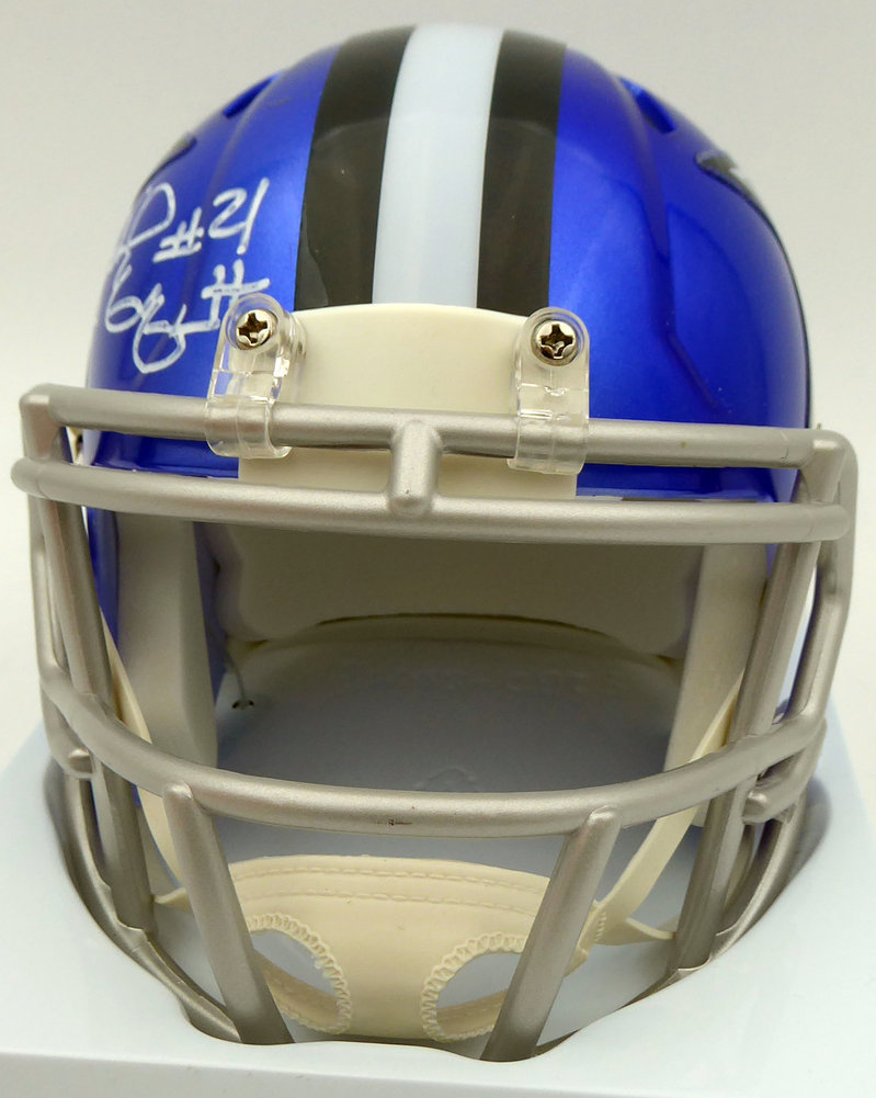 Ezekiel Elliott Autographed Dallas Cowboys Flash Blue Speed Mini Helmet Beckett Beckett Image a