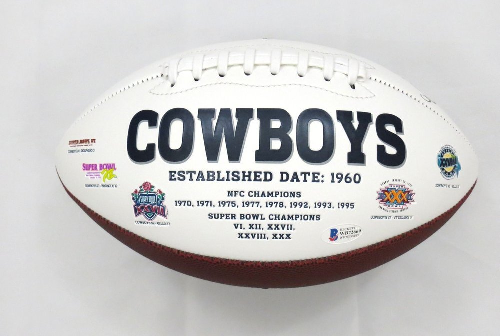 Ezekiel Elliott Autographed Dallas Cowboys Logo Football Beckett Witness Image a