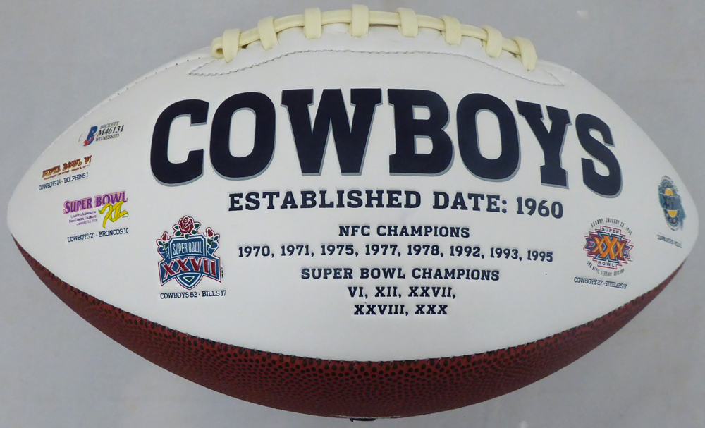 Ezekiel Elliott Autographed Dallas Cowboys White Logo Football Beckett Beckett Image a