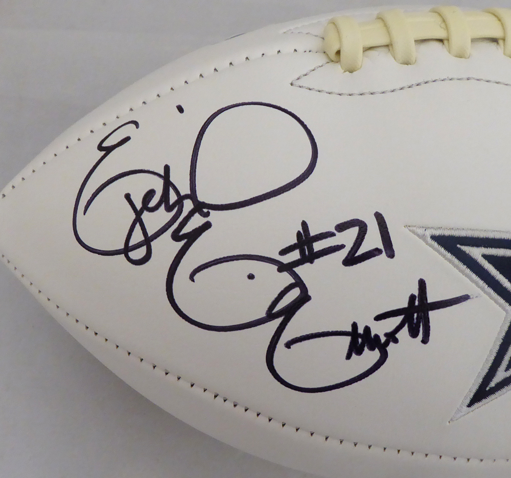 Ezekiel Elliott Autographed Dallas Cowboys White Logo Football Beckett Beckett Image a