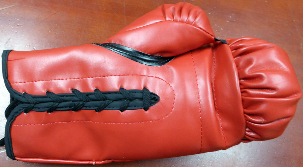 Floyd Mayweather Jr. Autographed Red Everlast Boxing Glove Lh Beckett Beckett Image a