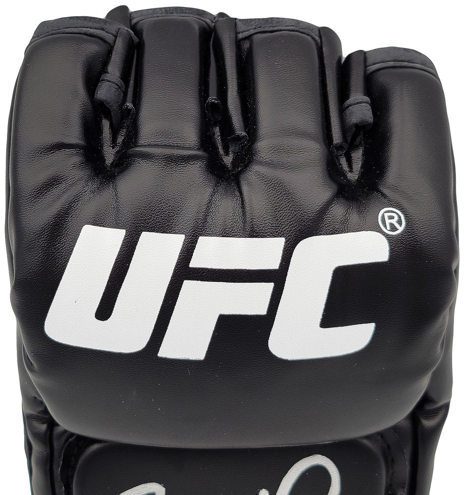 Francis Ngannou Francis Autographed Signed Black UFC Official Fight Glove Right Hand In Silver Beckett Beckett Qr #201967 Image a