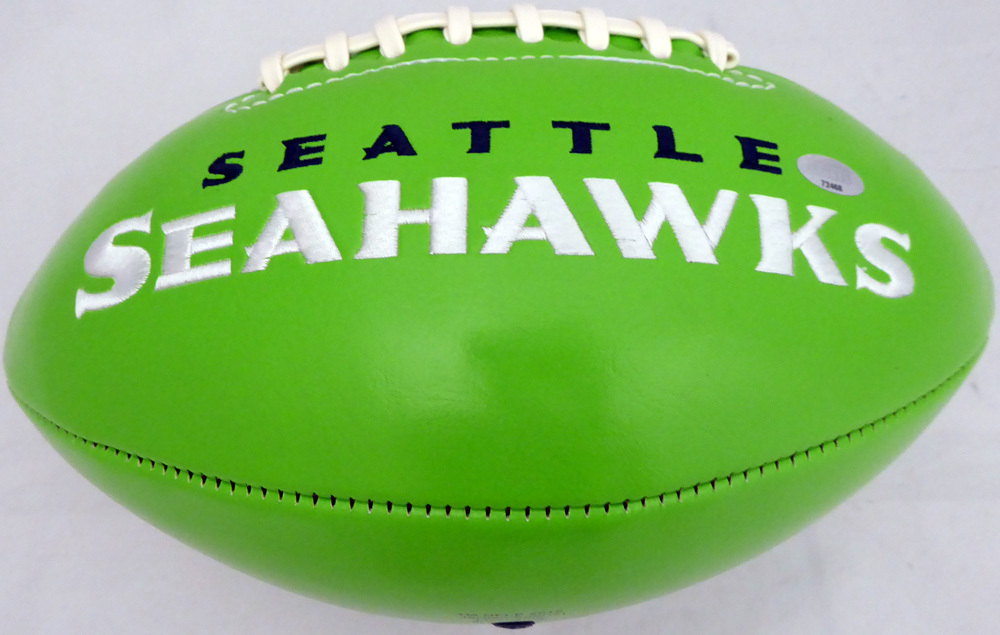 Frank Clark Autographed Green Seattle Seahawks Logo Football Mcs Holo #137955 Image a