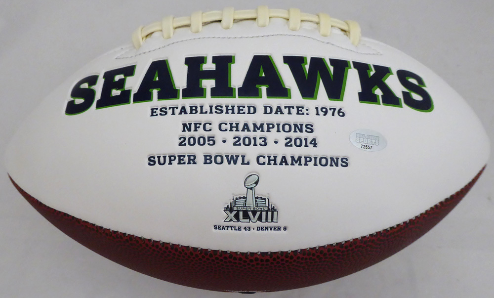 Frank Clark Autographed White Seattle Seahawks Logo Football Mcs Holo #137956 Image a