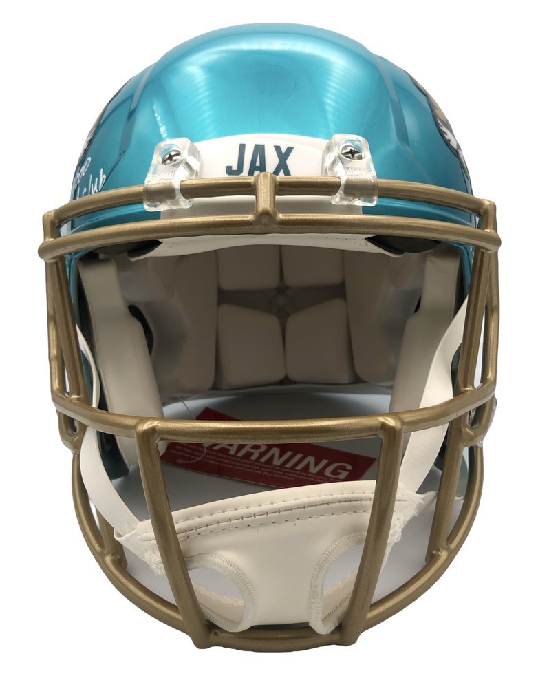 Fred Taylor Autographed Jacksonville Jaguars Riddell FLASH Speed Full Size Authentic Helmet with "10,000 Yard Club" & Pride of the Jaguars Ins - JSA Image a