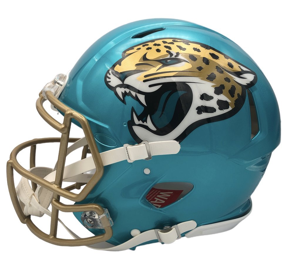 Fred Taylor Autographed Jacksonville Jaguars Riddell FLASH Speed Full Size Authentic Helmet with "10,000 Yard Club" & Pride of the Jaguars Ins - JSA Image a