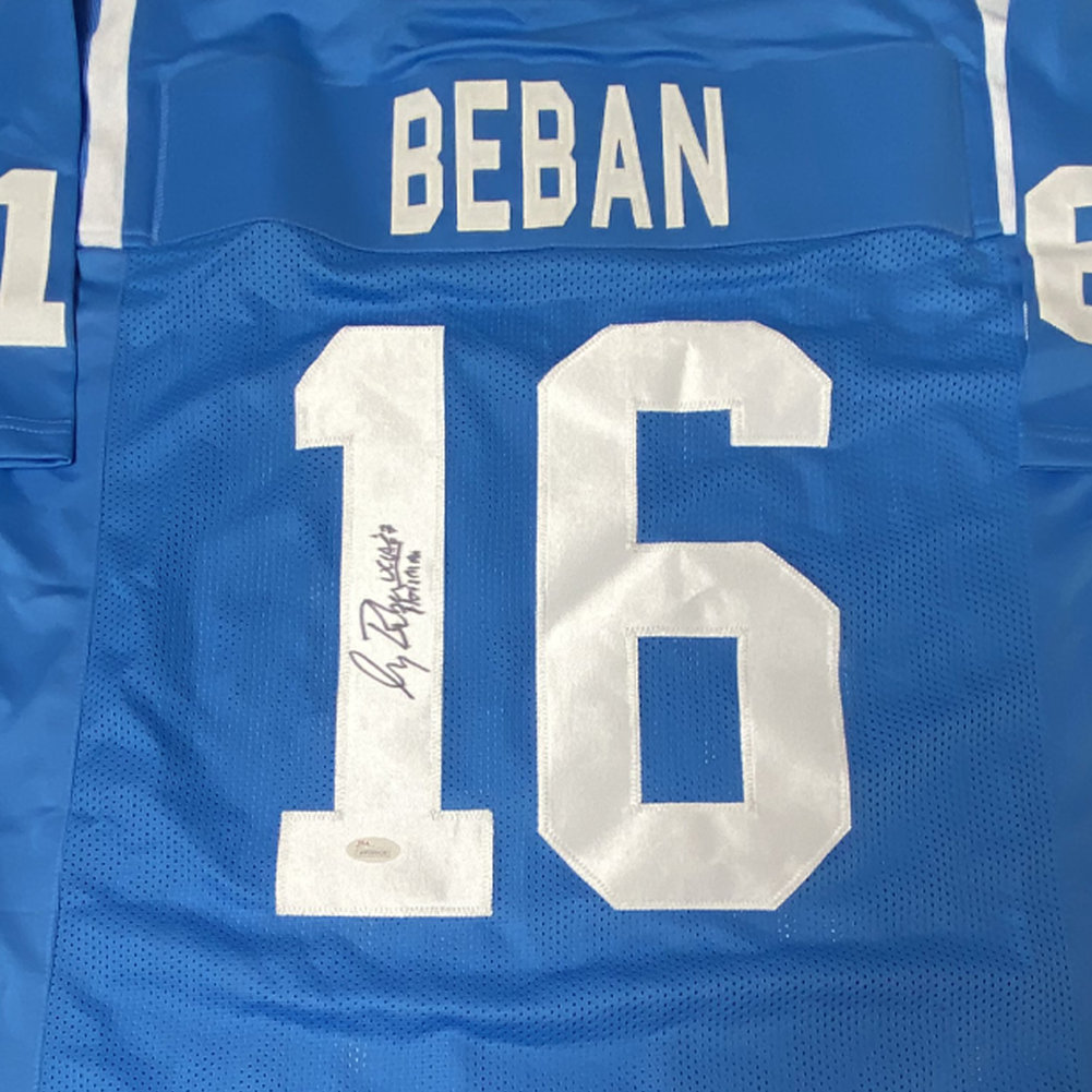 Gary Beban Signed Autographed Blue UCLA Jersey 67 Heisman Inscription - JSA Authentic Image a