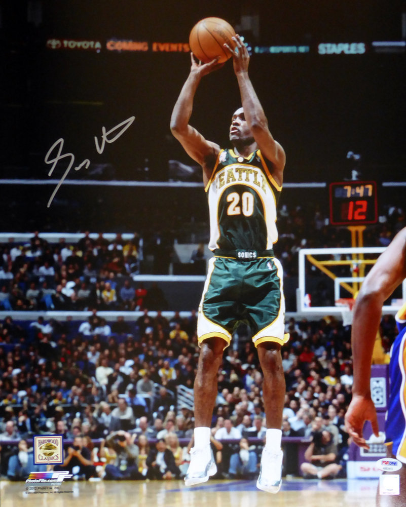 Gary Payton Autographed Framed 16X20 Photo Seattle Supersonics PSA/DNA Image a