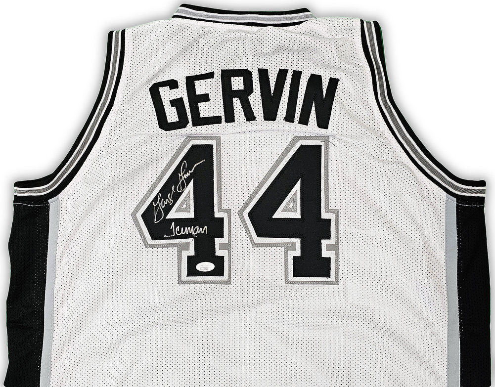 San Antonio Spurs George Gervin Autographed White Jersey "Iceman" JSA Image a