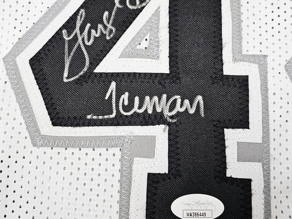 San Antonio Spurs George Gervin Autographed White Jersey "Iceman" JSA Image a