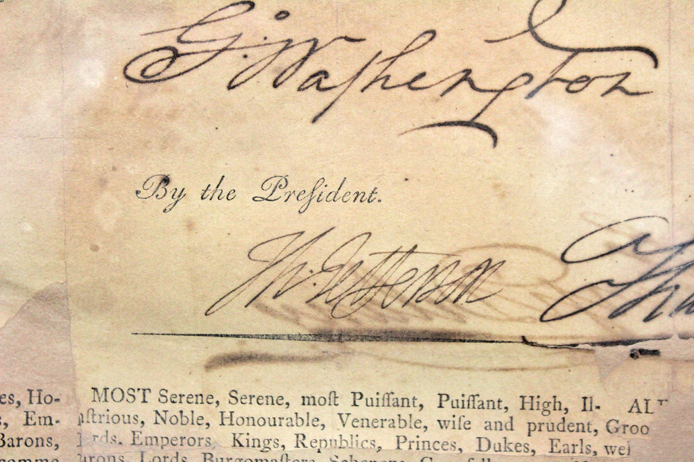 George Washington Autographed Signed & Thomas Jefferson 12.75X16 1793 Ship's Passport Beckett Image a